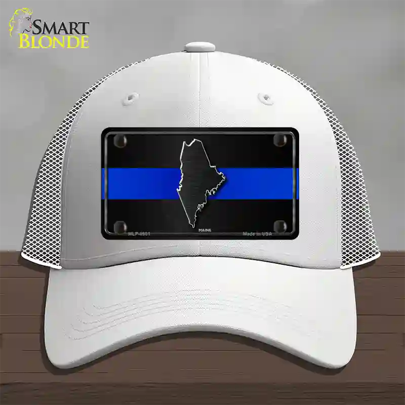 Maine Thin Blue Line Novelty License Plate Hat Mesh / White