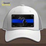 Michigan Thin Blue Line Novelty License Plate Hat Mesh / White