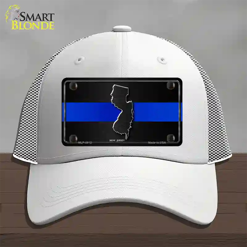 New Jersey Thin Blue Line Novelty License Plate Hat Mesh / White