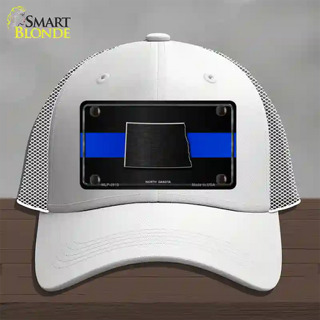 North Dakota Thin Blue Line Novelty License Plate Hat Mesh / White