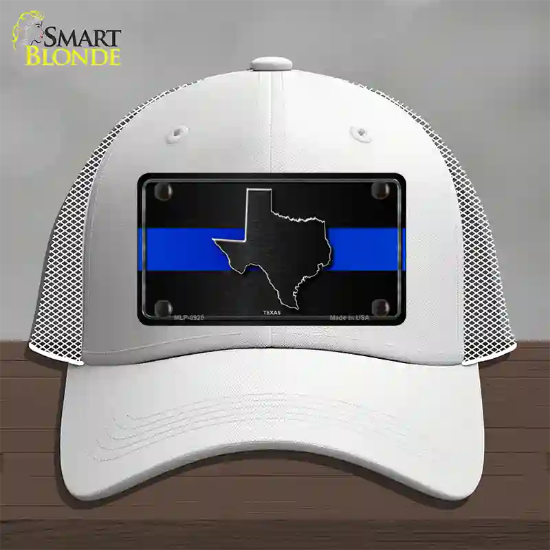 Texas Thin Blue Line Novelty License Plate Hat Mesh / White