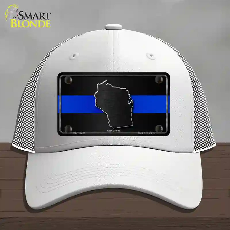 Wisconsin Thin Blue Line Novelty License Plate Hat Mesh / White