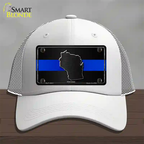 Wisconsin Thin Blue Line Novelty License Plate Hat Mesh / White