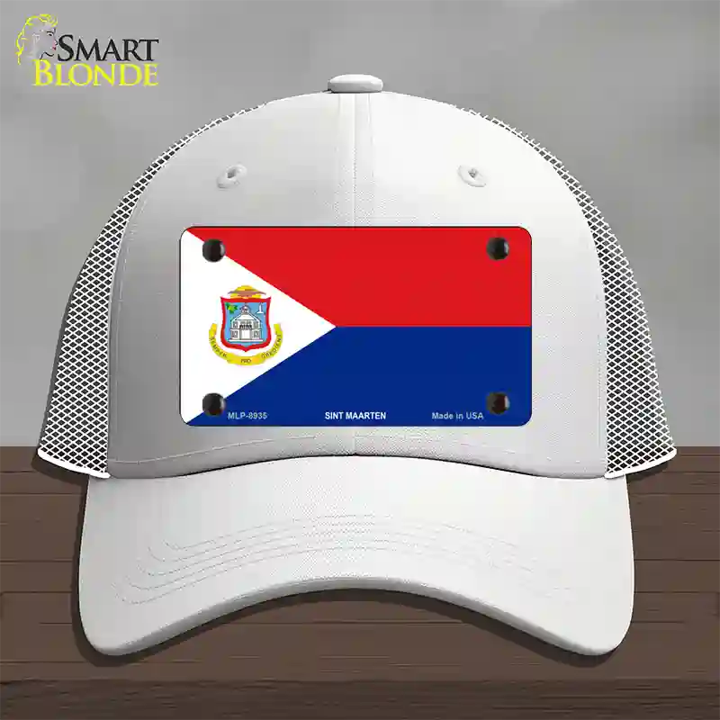 Sint Maarten Novelty License Plate Hat Mesh / White