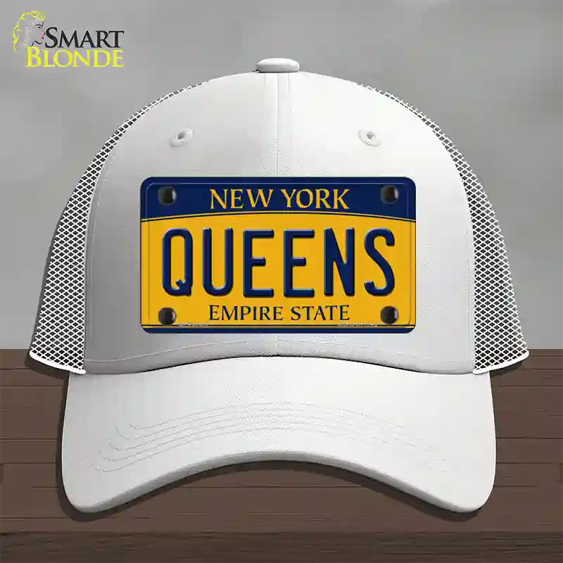 Queens New York Novelty License Plate Hat Mesh / White