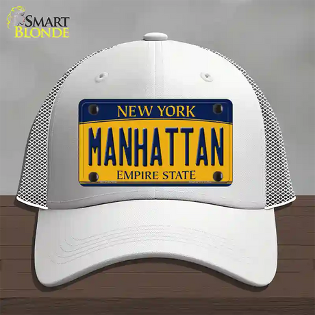 Manhattan New York Novelty License Plate Hat Mesh / White