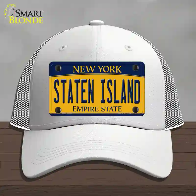 Staten Island New York Novelty License Plate Hat Mesh / White