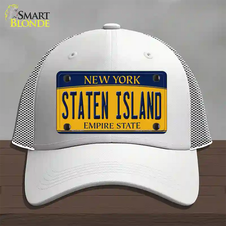 Staten Island New York Novelty License Plate Hat Mesh / White