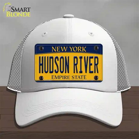 Hudson River New York Novelty License Plate Hat Mesh / White