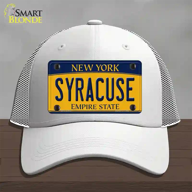 Syracuse New York Novelty License Plate Hat Mesh / White