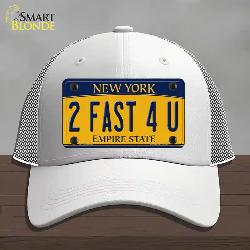 2 Fast 4 You New York Novelty License Plate Hat Mesh / White