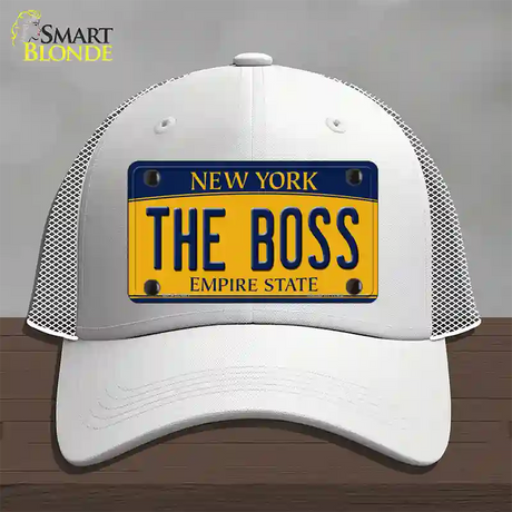 The Boss New York Novelty License Plate Hat Mesh / White