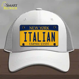 Italian Yellow New York Novelty License Plate Hat Mesh / White