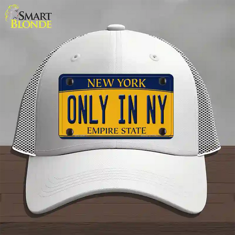 Only in NY New York Novelty License Plate Hat Mesh / White