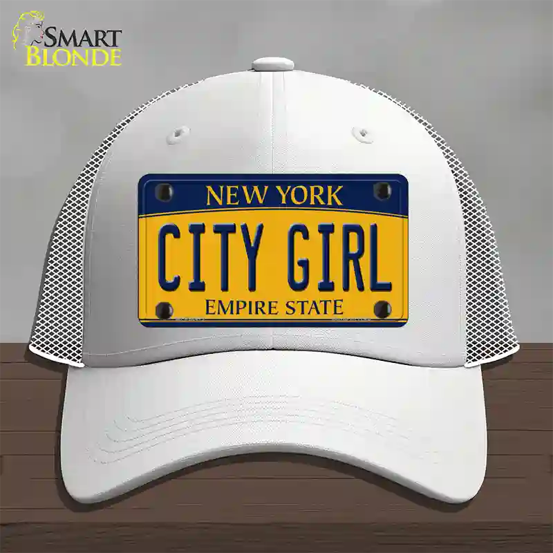 City Girl New York Novelty License Plate Hat Mesh / White