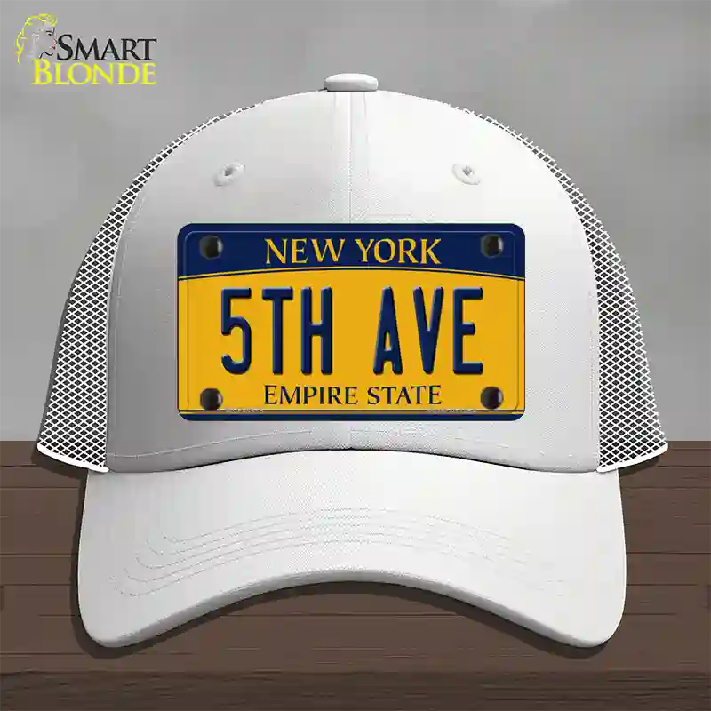 5th Ave New York Novelty License Plate Hat Mesh / White