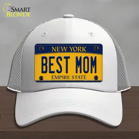 Best Mom New York Novelty License Plate Hat Mesh / White