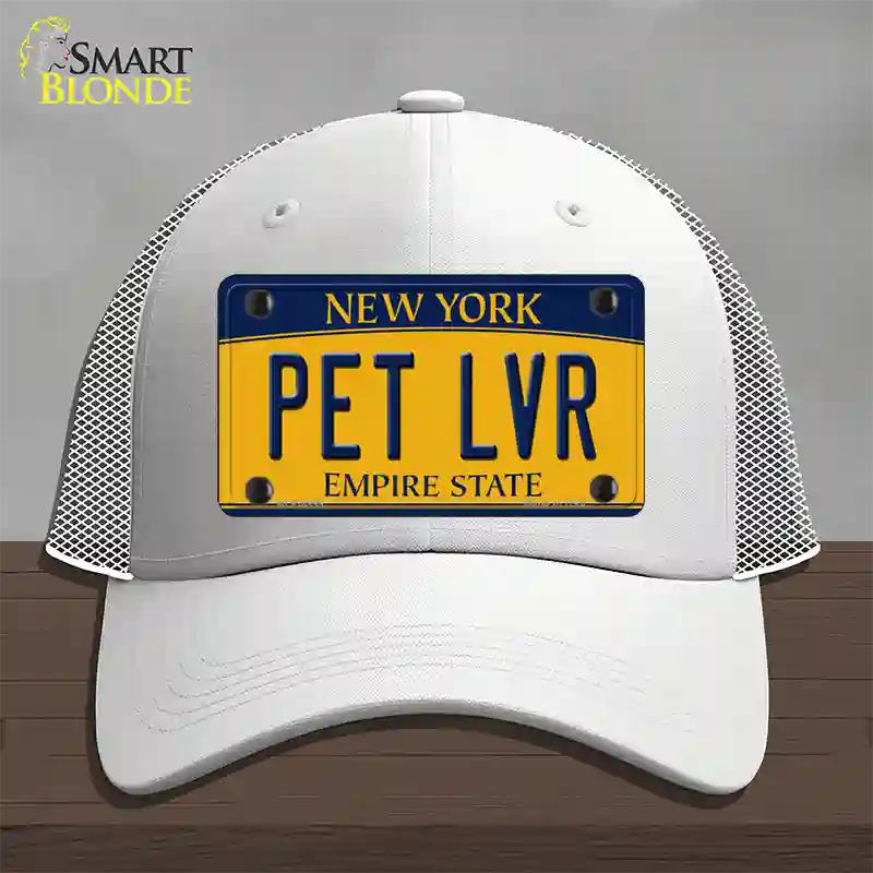 Pet Lvr New York Novelty License Plate Hat Mesh / White