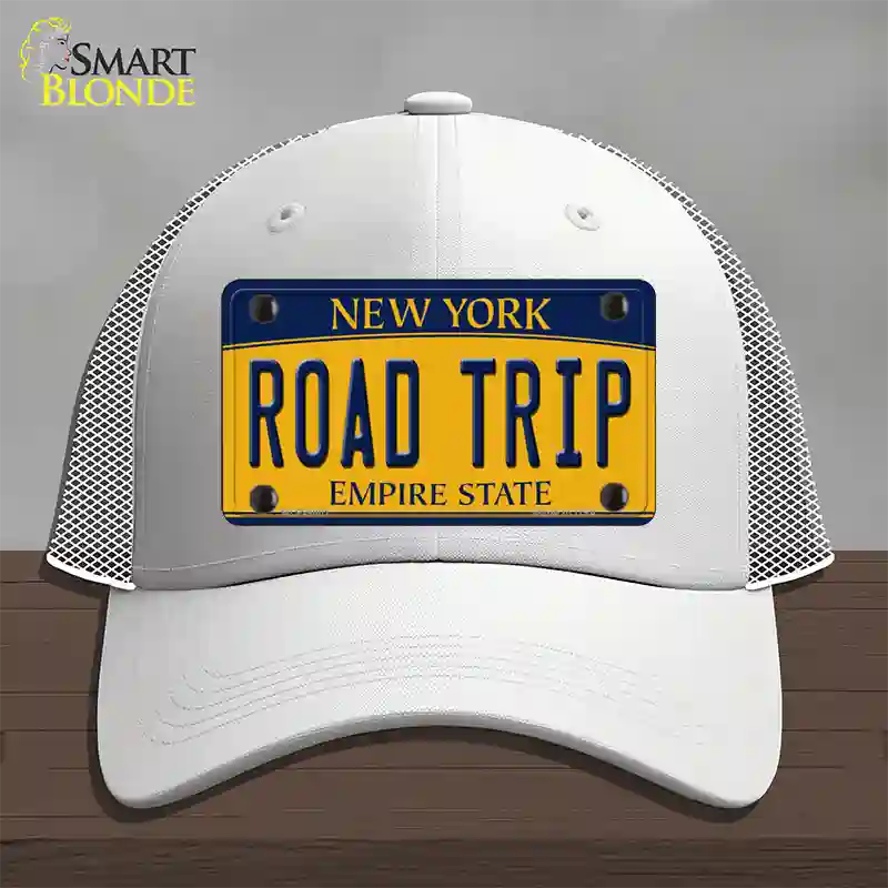 Road Trip New York Novelty License Plate Hat Mesh / White