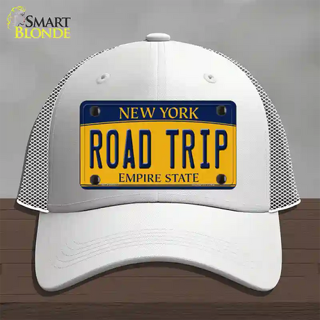 Road Trip New York Novelty License Plate Hat Mesh / White