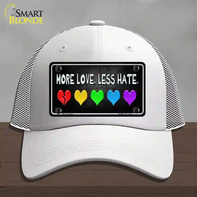 More Love Less Hate Rainbow Novelty License Plate Hat Mesh / White