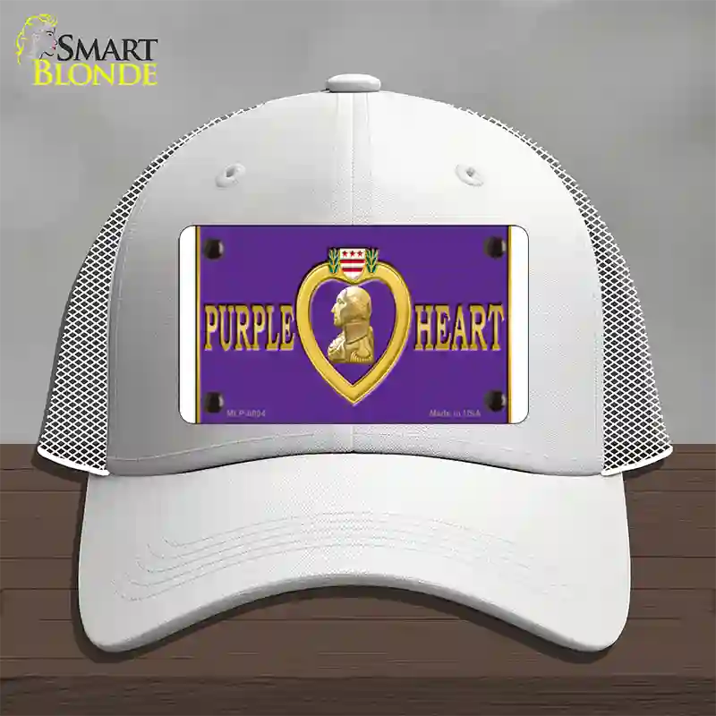 Purple Heart Novelty License Plate Hat Mesh / White