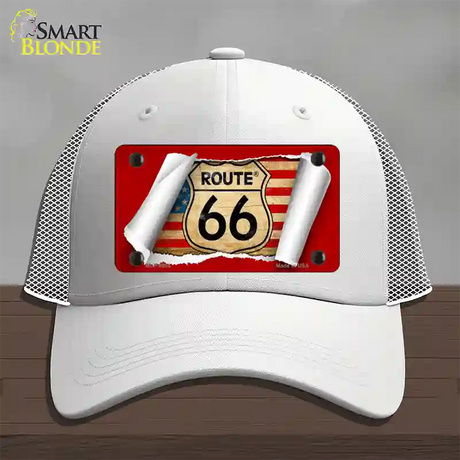 Route 66 Scroll Novelty License Plate Hat Mesh / White