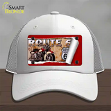 Route 66 Mother Road Scroll Novelty License Plate Hat Mesh / White