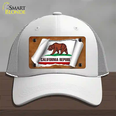 California Flag Scroll Novelty License Plate Hat Mesh / White