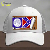 Georgia Flag Scroll Novelty License Plate Hat Mesh / White