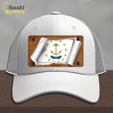 Rhode Island Flag Scroll Novelty License Plate Hat Mesh / White