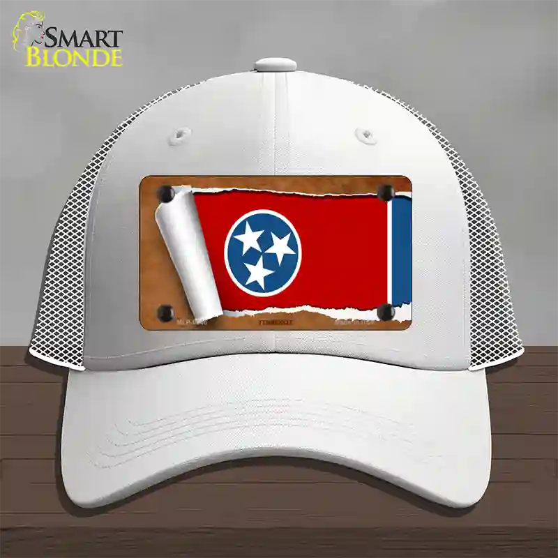 Tennessee Flag Scroll Novelty License Plate Hat Mesh / White