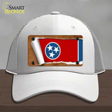 Tennessee Flag Scroll Novelty License Plate Hat Mesh / White