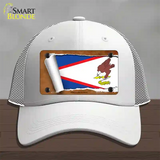 American Samoa Flag Scroll Novelty License Plate Hat Mesh / White