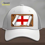 England Flag Scroll Novelty License Plate Hat Mesh / White