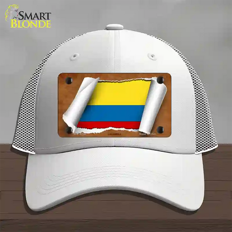 Colombia Flag Scroll Novelty License Plate Hat Mesh / White