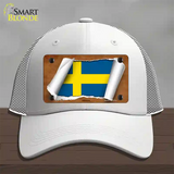 Sweden Flag Scroll Novelty License Plate Hat Mesh / White