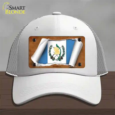 Guatemala Flag Scroll Novelty License Plate Hat Mesh / White