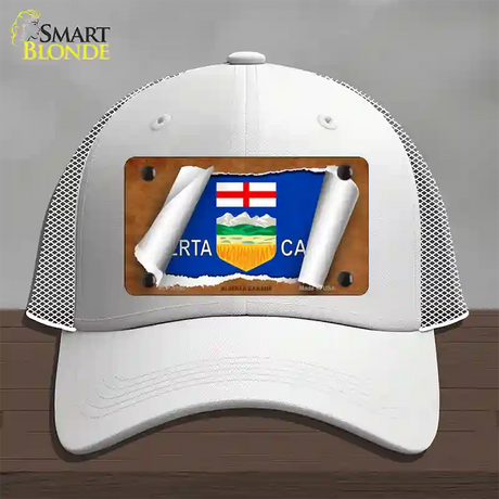 Alberta Canada Flag Scroll Novelty License Plate Hat Mesh / White