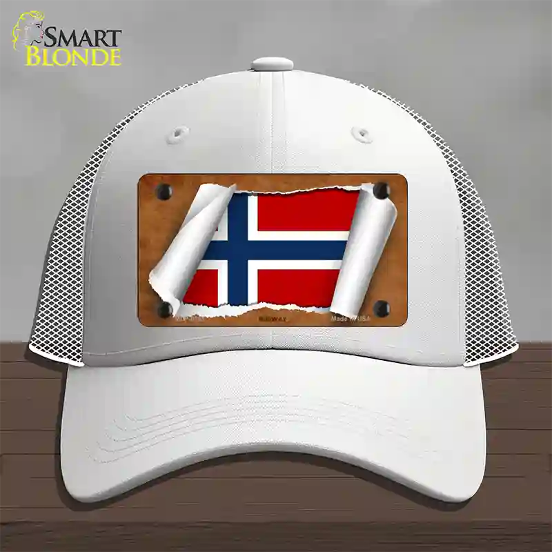 Norway Flag Scroll Novelty License Plate Hat Mesh / White