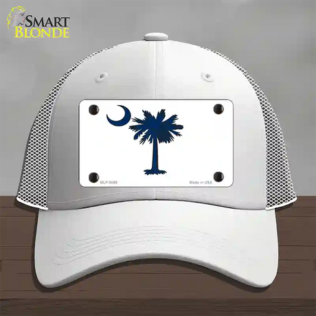 South Carolina White State Flag Novelty License Plate Hat Mesh / White