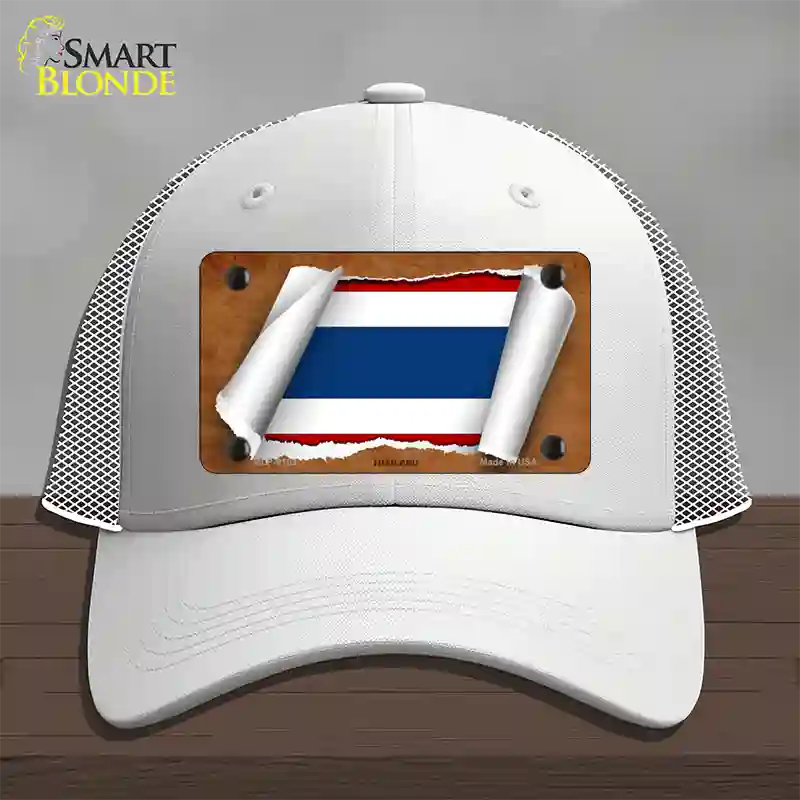 Thailand Flag Scroll Novelty License Plate Hat Mesh / White