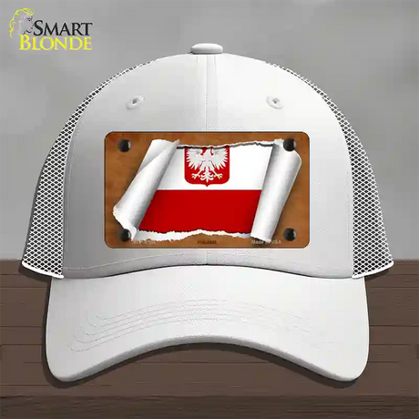 Poland/Eagle Flag Scroll Novelty License Plate Hat Mesh / White