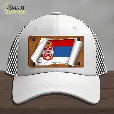 Serbia/Eagle Flag Scroll Novelty License Plate Hat Mesh / White