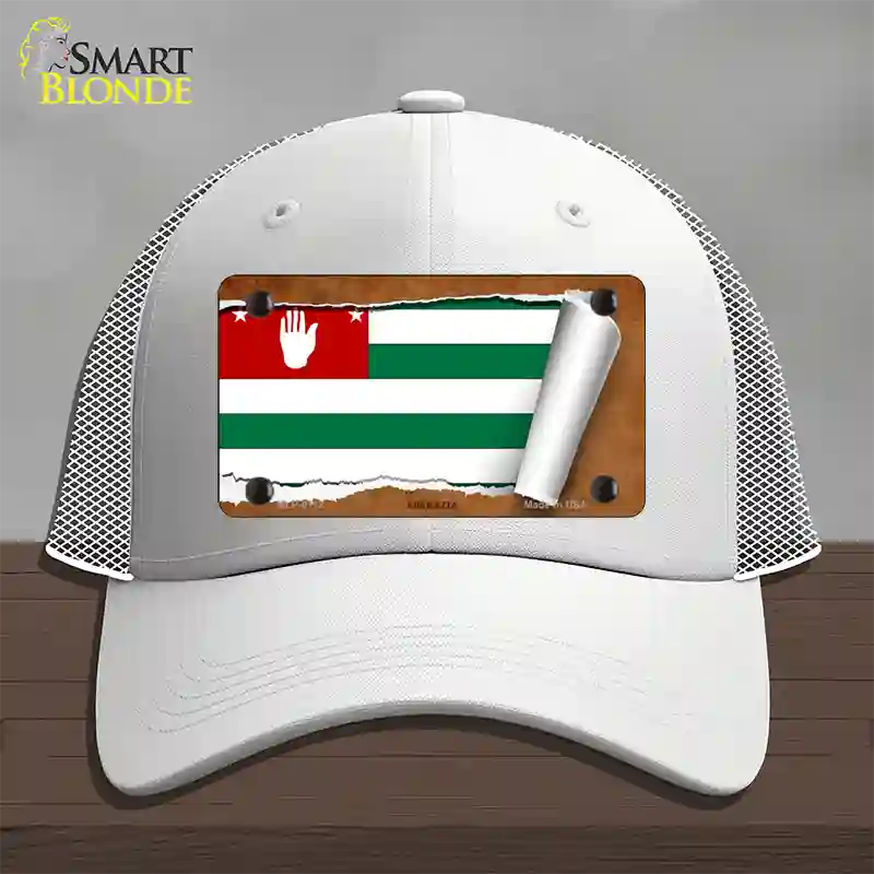 Abkhazia Flag Scroll Novelty License Plate Hat Mesh / White