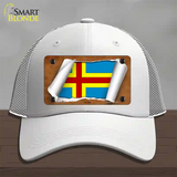 Aland Flag Scroll Novelty License Plate Hat Mesh / White