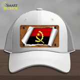 Angola Flag Scroll Novelty License Plate Hat Mesh / White