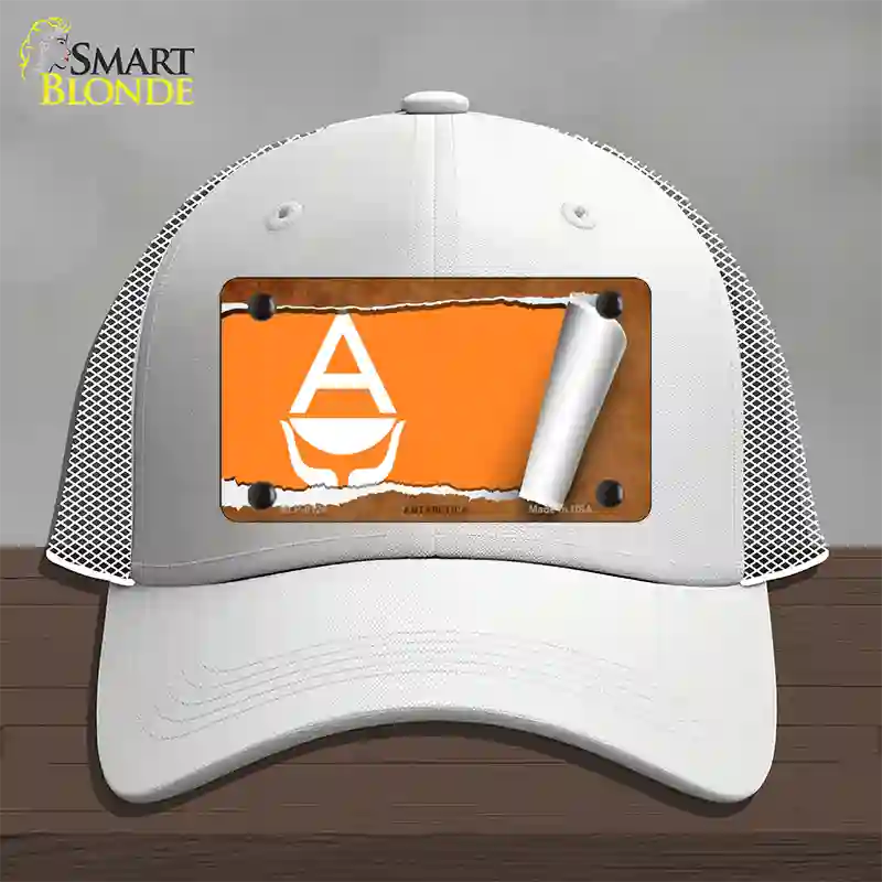 Antarctica Flag Scroll Novelty License Plate Hat Mesh / White