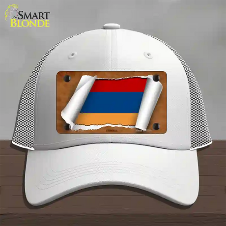 Armenia Flag Scroll Novelty License Plate Hat Mesh / White