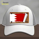 Bahrain Flag Scroll Novelty License Plate Hat Mesh / White